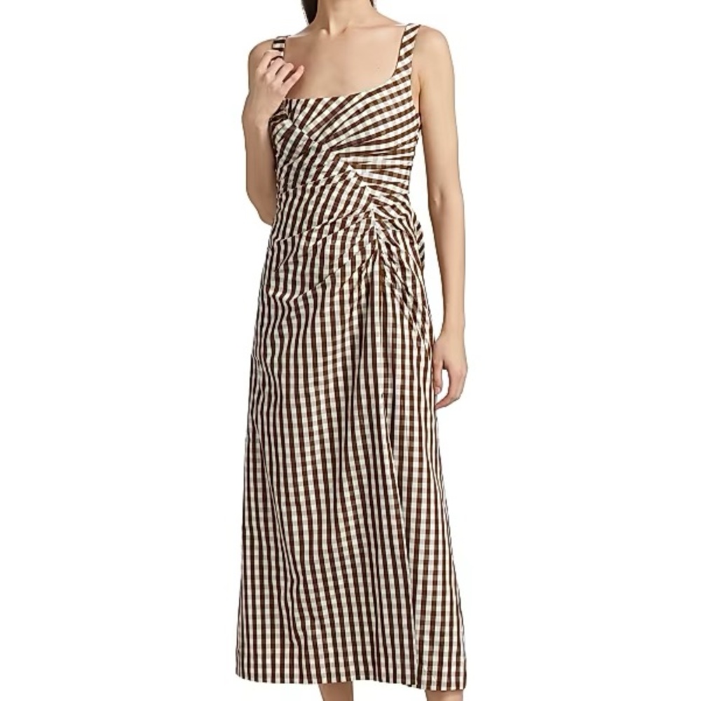 NWT Lela Rose walnut midi gingham dress